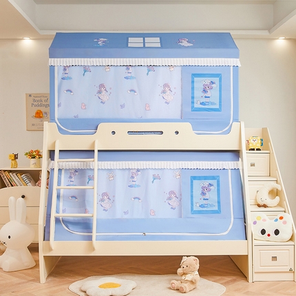 迪凡保罗蚊帐 2025新款2504专版印花遮光帘上下铺子母蚊帐-城堡款 梦幻少女