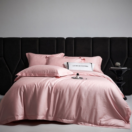 榻尚家居 2025新款长绒棉贡缎提花手工立体埋绳工艺四件套礼盒包装 格律时尚-粉玉