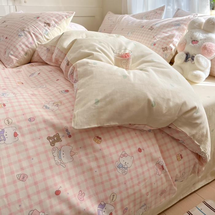 91家纺网 家纺一手货源 找家纺 吉象家纺 2025新款高支密全棉印花四件套12868跑量款 甜美梦境