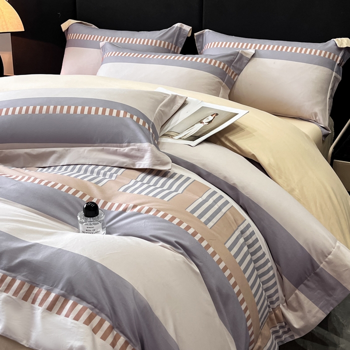 91家纺网 家纺一手货源 找家纺 新方向 2025新款全棉长绒棉数码印花四件套-布拉格之恋 布拉格之恋-香槟