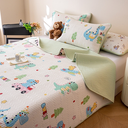 91家纺网 家纺一手货源 找家纺 （总）X猫先生 2025新款全棉床盖小清新夹棉水洗炕盖床盖套件-跑量款