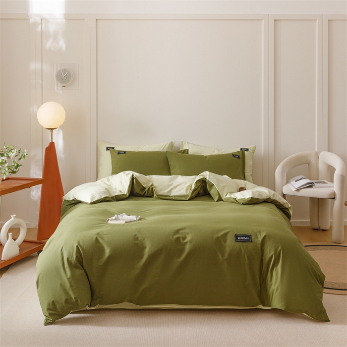 91家纺网 家纺一手货源 找家纺 （总）趣色家纺 2025新款全棉双拼纯色四件套