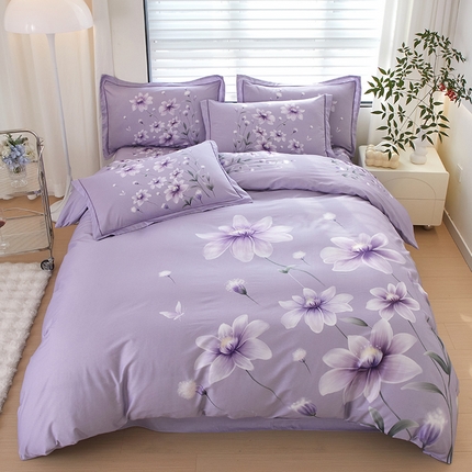 91家纺网 家纺一手货源 找家纺 （总）启航家居2025新款春夏直播爆款全棉大版印花四件套