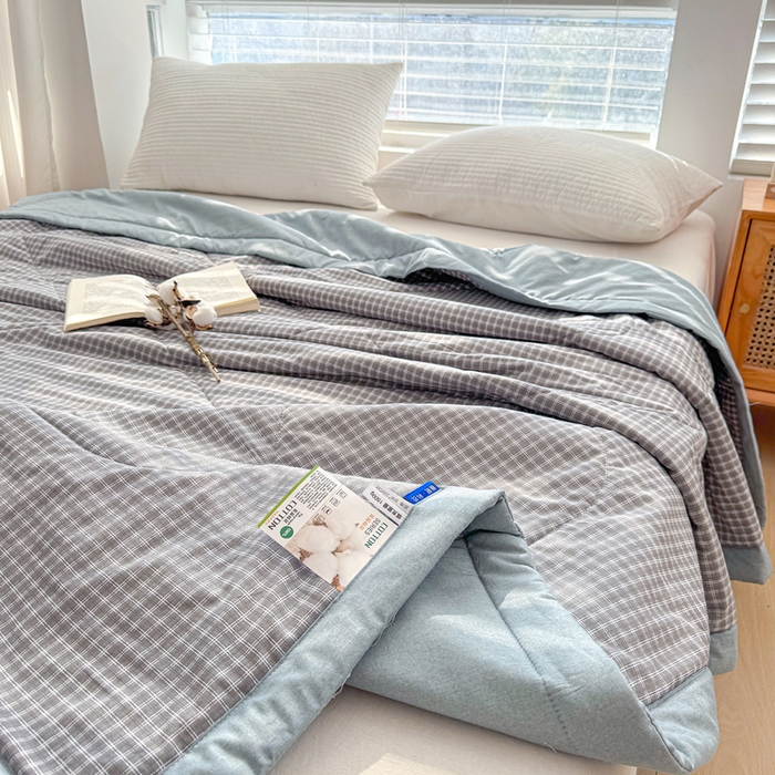 91家纺网 家纺一手货源 找家纺 棉乐町家居 2025新款里外全棉手包边棉花夏被 贝拉