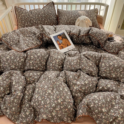 91家纺网 家纺一手货源 找家纺 三朵 2025新款全棉双层纱三角针四件套 颜续