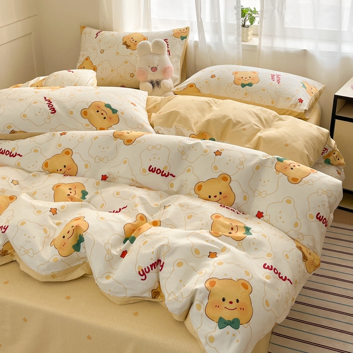 91家纺网 家纺一手货源 找家纺 吉象家纺 2025新款高支密全棉印花四件套12868跑量款 瑞迪熊