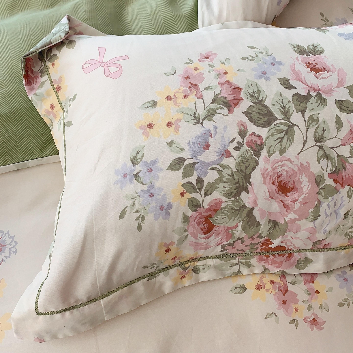 91家纺网 家纺一手货源 找家纺 奈萝家纺 2025新款亲肤小清新全棉四件套 苏莉