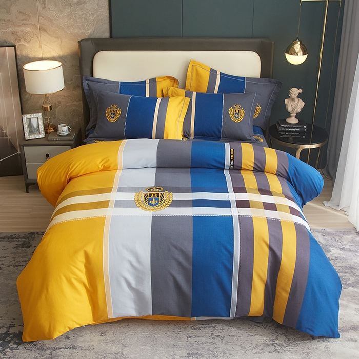 91家纺网 家纺一手货源 找家纺 启航家居2025新款春夏直播爆款全棉大版印花四件套 卡菲洛