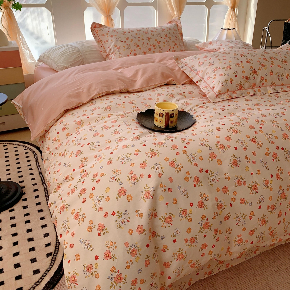 91家纺网 家纺一手货源 找家纺 奈萝家纺 2025新款亲肤小清新全棉四件套 浪漫定义