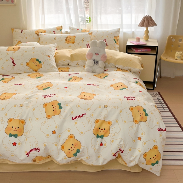 91家纺网 家纺一手货源 找家纺 吉象家纺 2025新款高支密全棉印花四件套12868跑量款 瑞迪熊