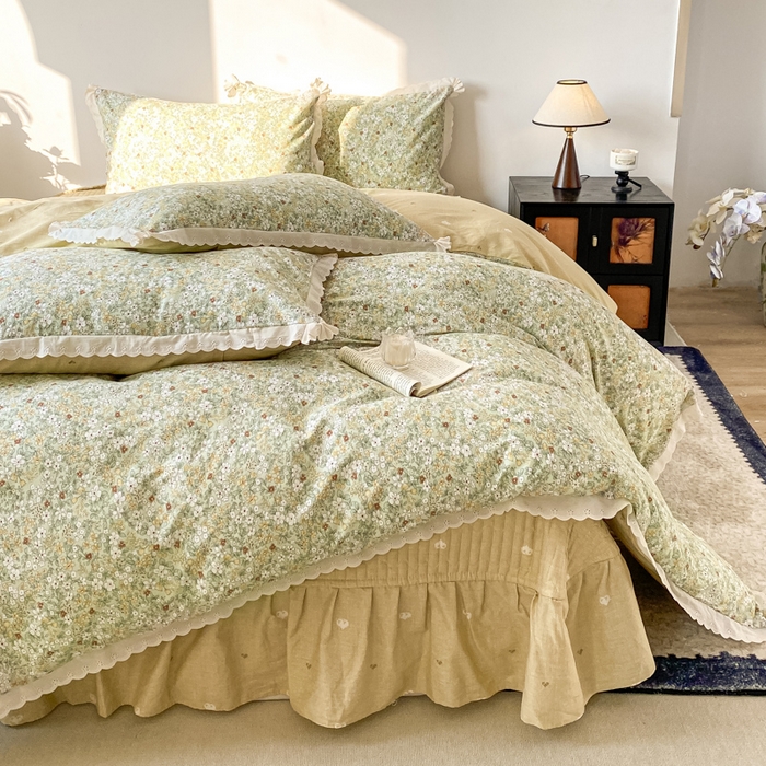 91家纺网 家纺一手货源 找家纺 梦可莱家居 2025新款全棉韩版蕾丝边床盖四件套 生活