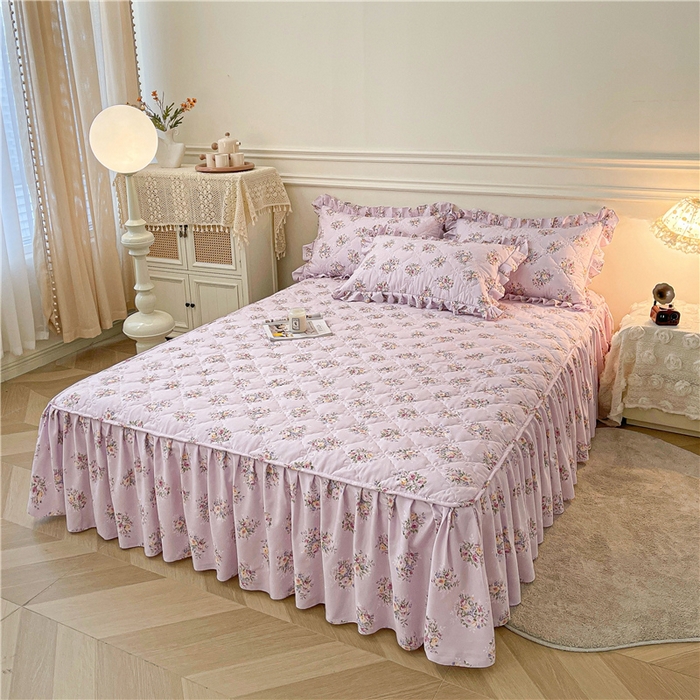 91家纺网 家纺一手货源 找家纺 十个点2025新款针织棉 夹棉床笠式床裙床头罩系列  花前月下