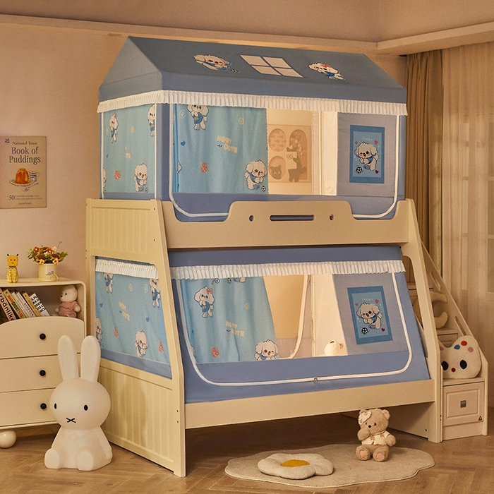 91家纺网 家纺一手货源 找家纺 （总）迪凡保罗蚊帐 2025新款2504专版印花遮光帘上下铺子母蚊帐-城堡款