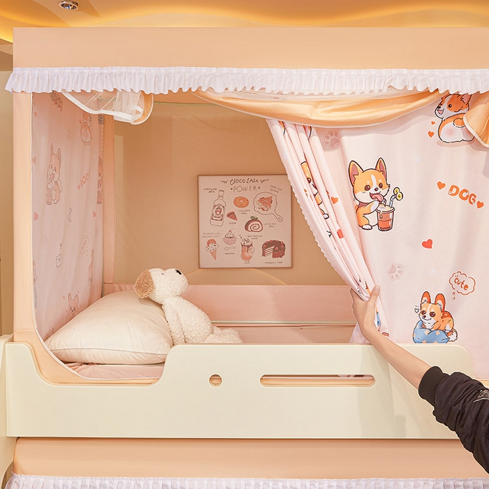 91家纺网 家纺一手货源 找家纺 2025新款常规款子母印花遮光蚊帐 调皮狗