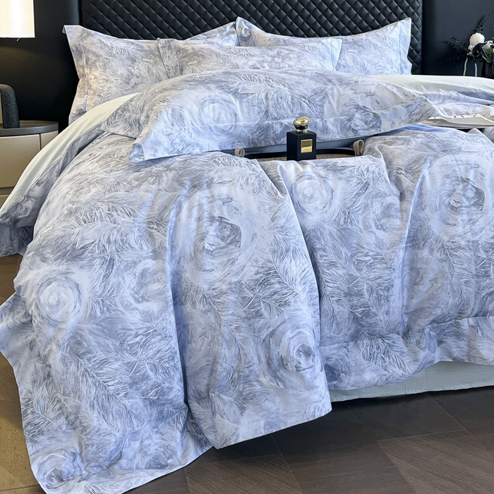 91家纺网 家纺一手货源 找家纺 新方向2025新款全棉长绒棉数码印花四件套-秘密花园