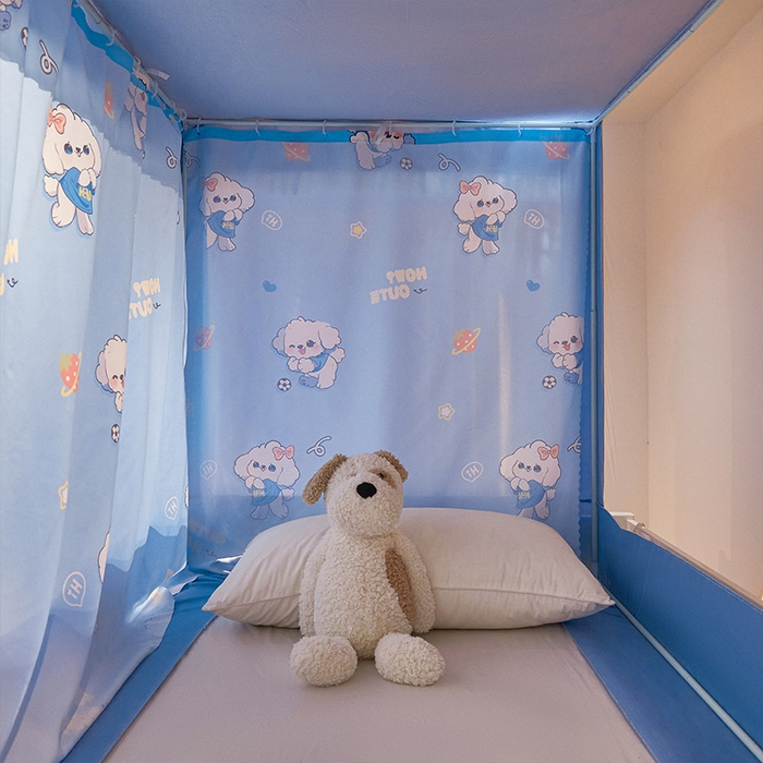 91家纺网 家纺一手货源 找家纺 迪凡保罗2025新款2504专版印花遮光帘上下铺子母蚊帐-常规款 可爱狗狗