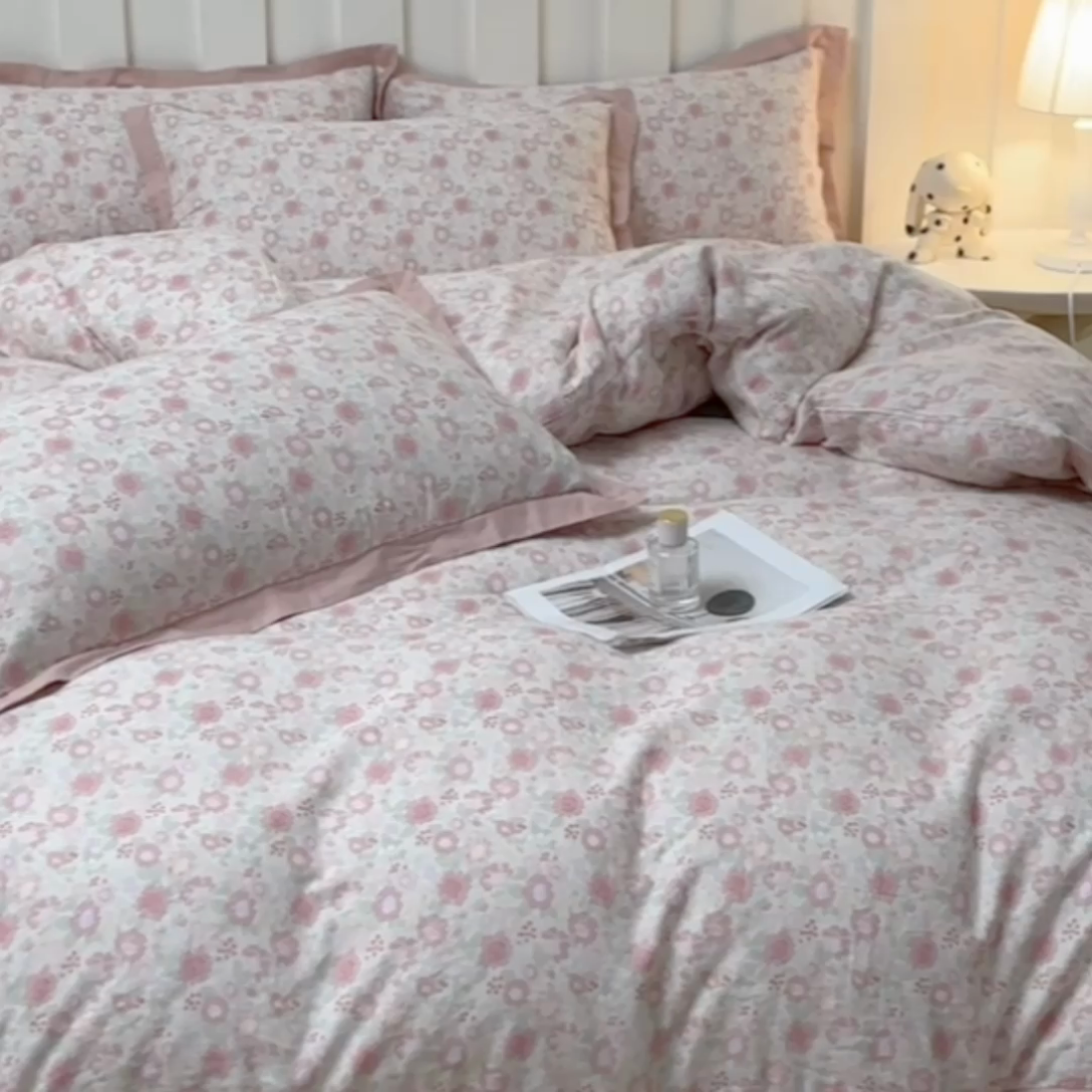 91家纺网 家纺一手货源 找家纺 （总）缦彩 【加微信送买家秀】2025新款母婴级双层纱宽边床单四件套