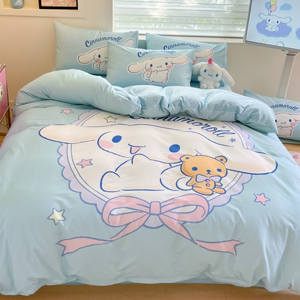 金爱家 2025新款纯棉数码印花大阪三丽鸥四件套 D小熊玉桂狗蓝