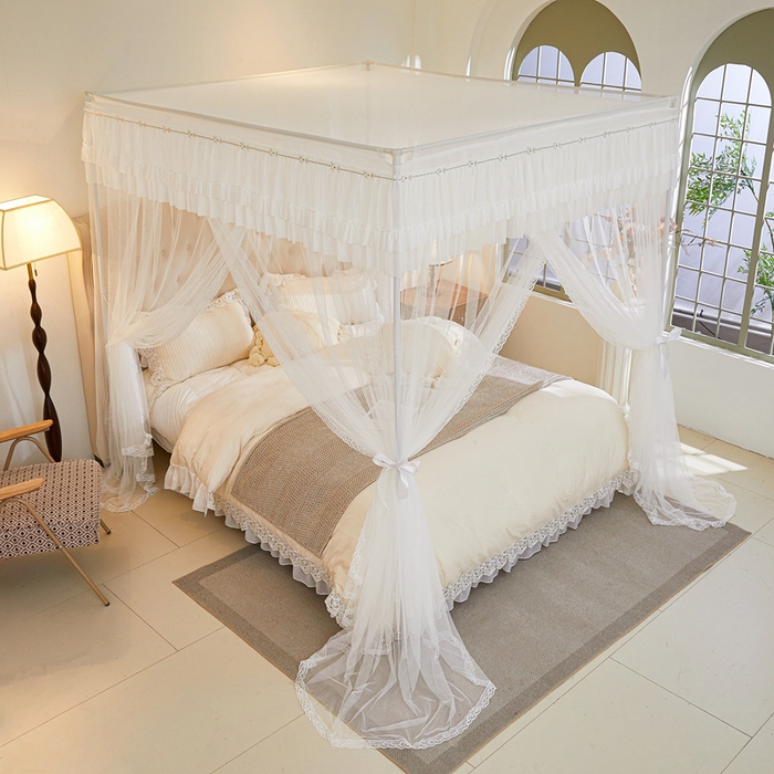 91家纺网 家纺一手货源 找家纺 梦尔佳 2025新款落地款蚊帐-赏心悦目系列860型号 洁白