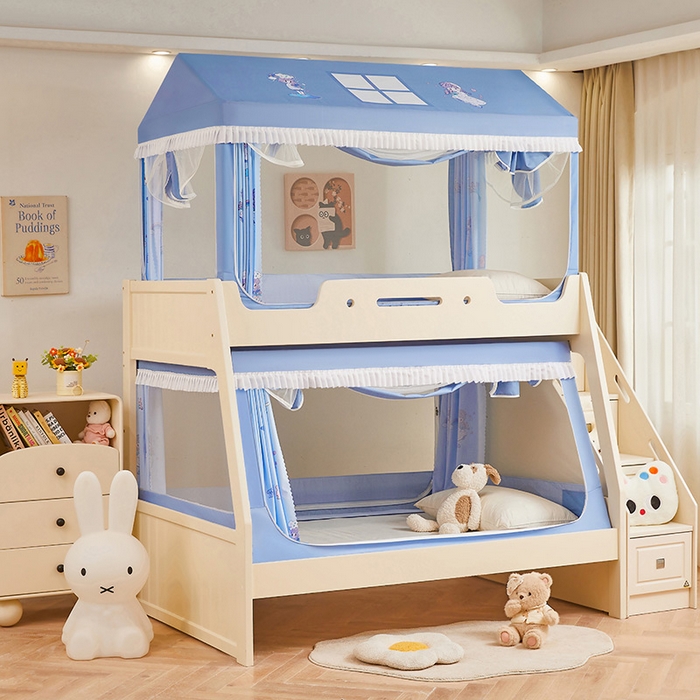 91家纺网 家纺一手货源 找家纺 迪凡保罗蚊帐 2025新款2504专版印花遮光帘上下铺子母蚊帐-城堡款 梦幻少女