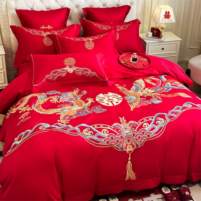 91家纺网 家纺一手货源 找家纺 （总）欧乐蒂 2025新款亲肤棉刺绣婚庆四件套