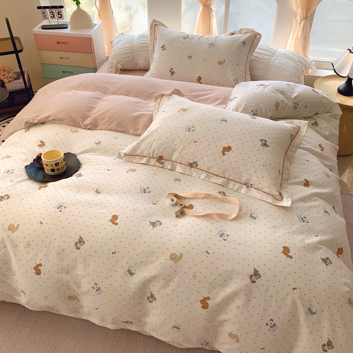 91家纺网 家纺一手货源 找家纺 奈萝家纺 2025新款亲肤小清新全棉四件套 旺达