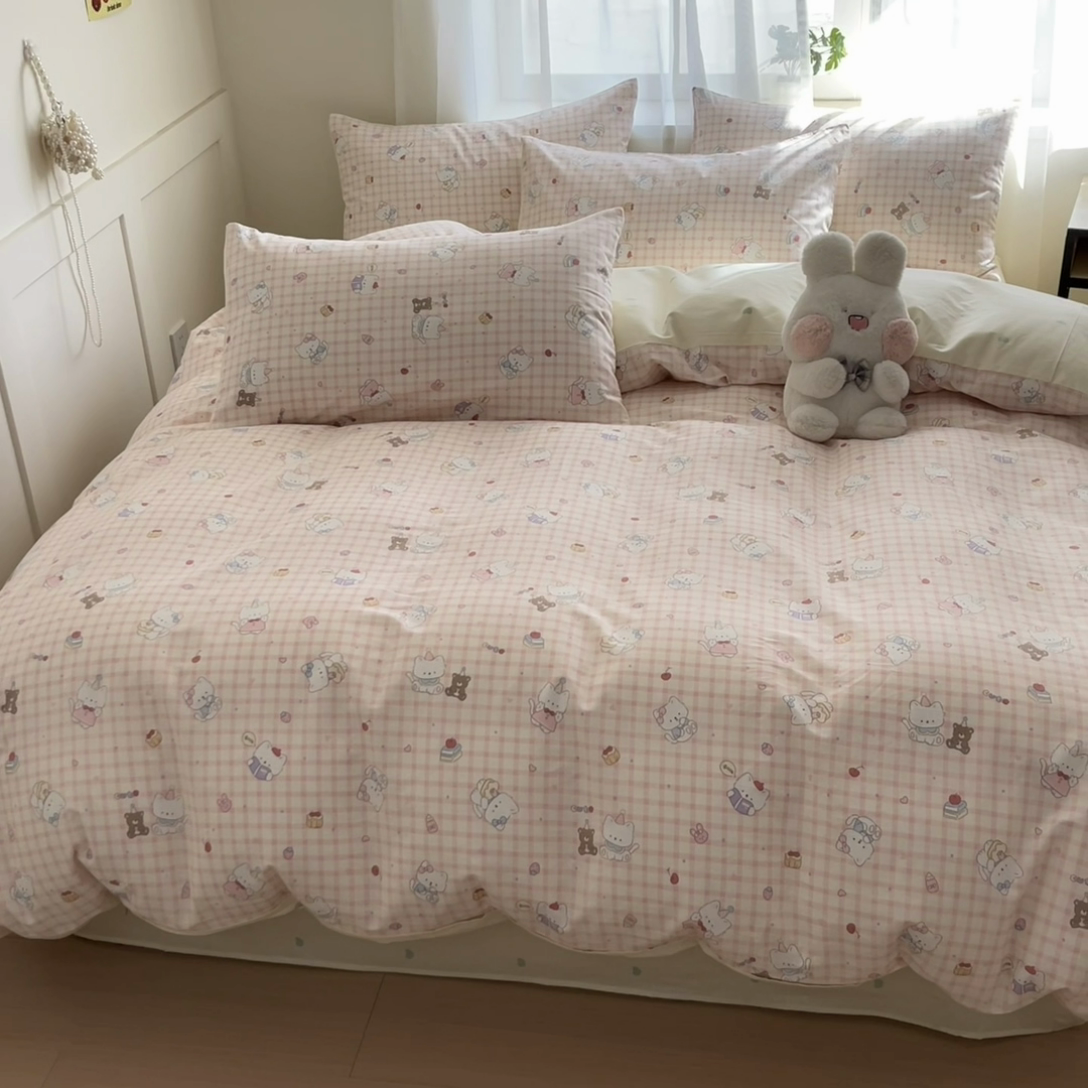 91家纺网 家纺一手货源 找家纺 吉象家纺 2025新款高支密全棉印花四件套12868跑量款 甜美梦境