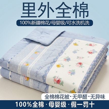 尊妙被业 2025新款里外全棉印花棉花被纯棉夏被夏凉被全棉棉花夏凉被安暖入夏