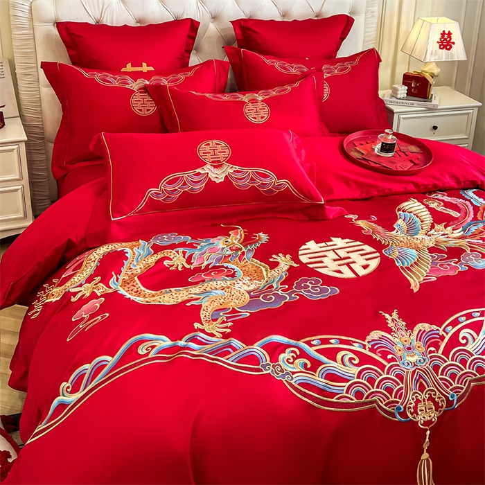 91家纺网 家纺一手货源 找家纺 （总）欧乐蒂 2025新款亲肤棉刺绣婚庆四件套