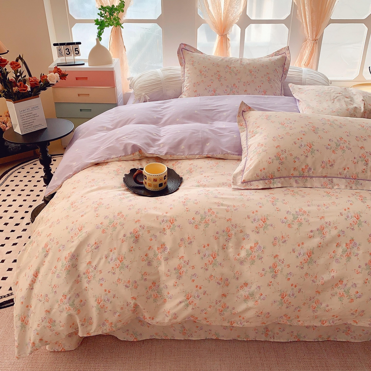 91家纺网 家纺一手货源 找家纺 奈萝家纺 2025新款亲肤小清新全棉四件套 语曼