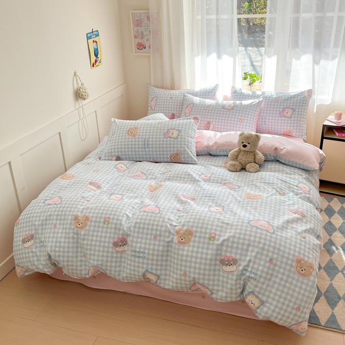 91家纺网 家纺一手货源 找家纺 吉象家纺 2025新款高支密全棉印花四件套12868跑量款 甜蜜小狗