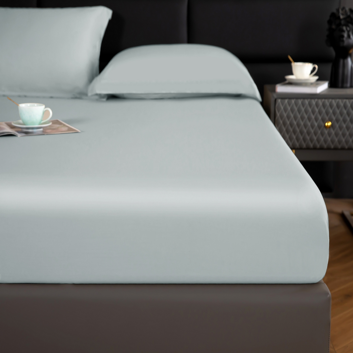 91家纺网 家纺一手货源 找家纺 天瑜 2025天丝床笠 床笠  薄雾灰