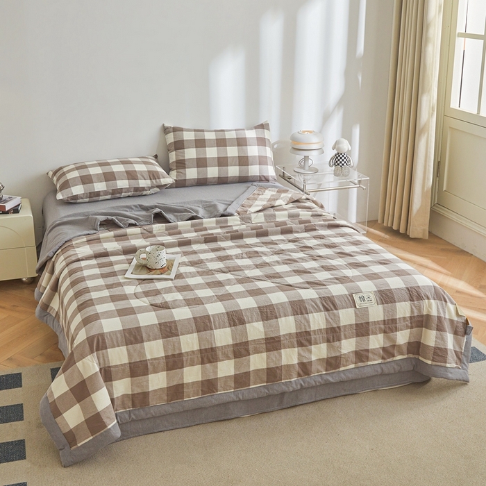 91家纺网 家纺一手货源 找家纺 爱屋及屋  2025新款无印风被子被芯夏凉被空调被 灰中格