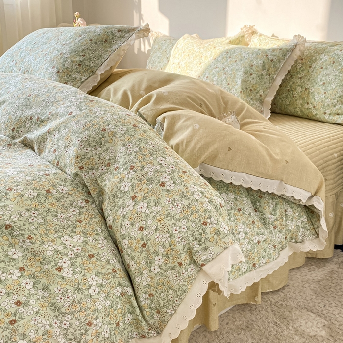 91家纺网 家纺一手货源 找家纺 梦可莱家居 2025新款全棉韩版蕾丝边床盖四件套 生活