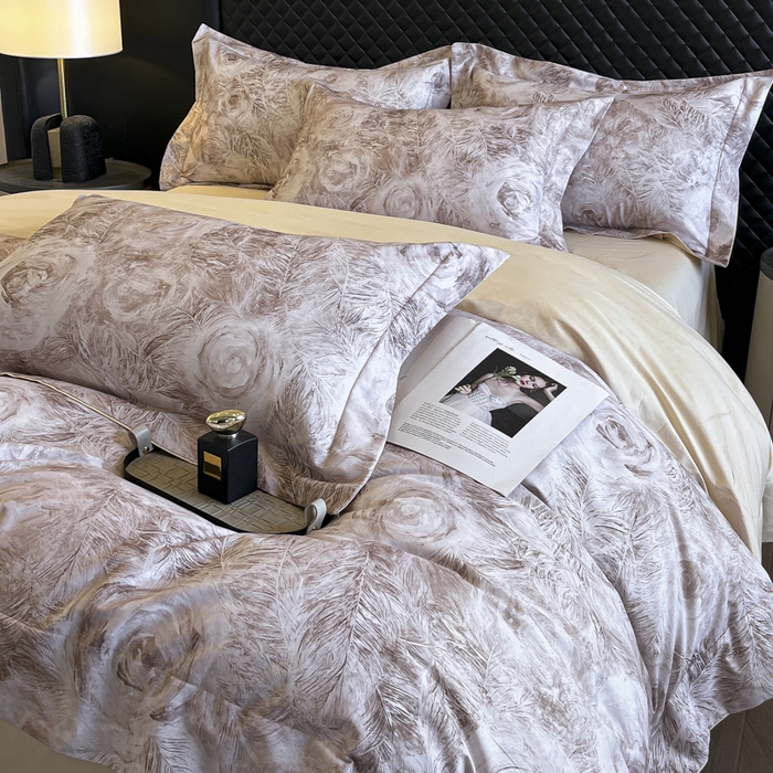 91家纺网 家纺一手货源 找家纺 新方向2025新款全棉长绒棉数码印花四件套-秘密花园 秘密花园-香槟