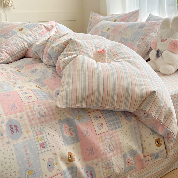 91家纺网 家纺一手货源 找家纺 吉象家纺 2025新款高支密全棉印花四件套12868跑量款 甜心乐园