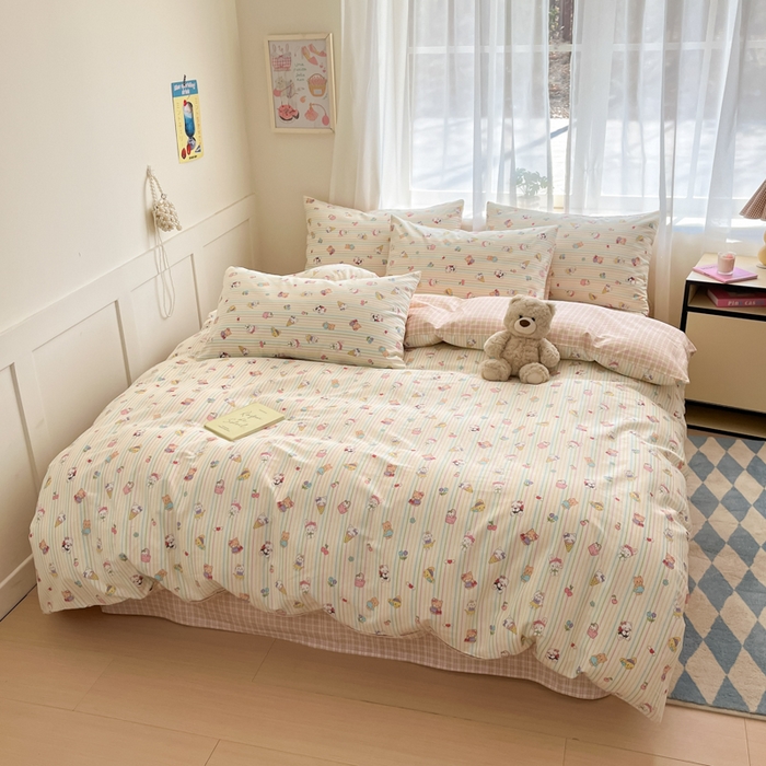 91家纺网 家纺一手货源 找家纺 吉象家纺 2025新款高支密全棉印花四件套12868跑量款 糖果乐园