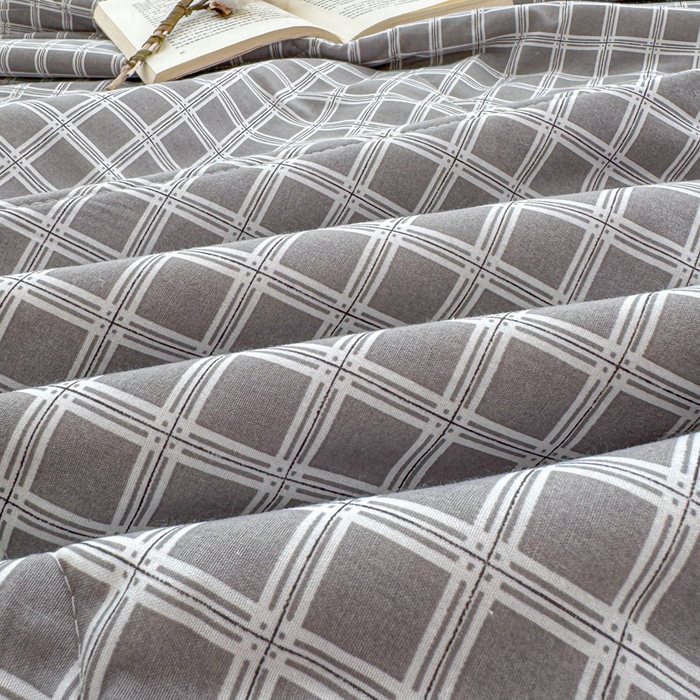 91家纺网 家纺一手货源 找家纺 棉乐町家居 2025新款里外全棉手包边棉花夏被 灰中格