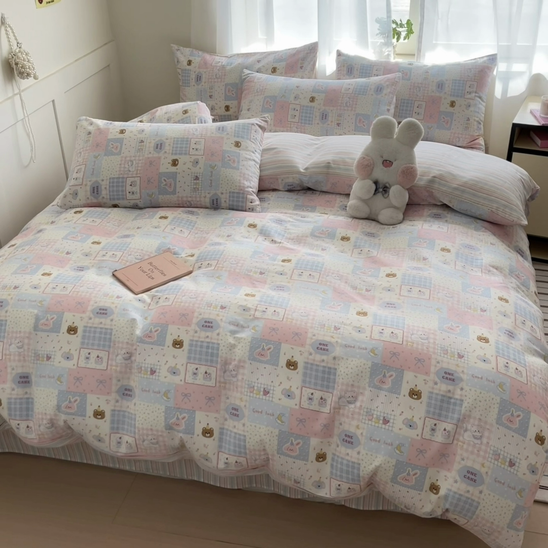 91家纺网 家纺一手货源 找家纺 吉象家纺 2025新款高支密全棉印花四件套12868跑量款 甜心乐园