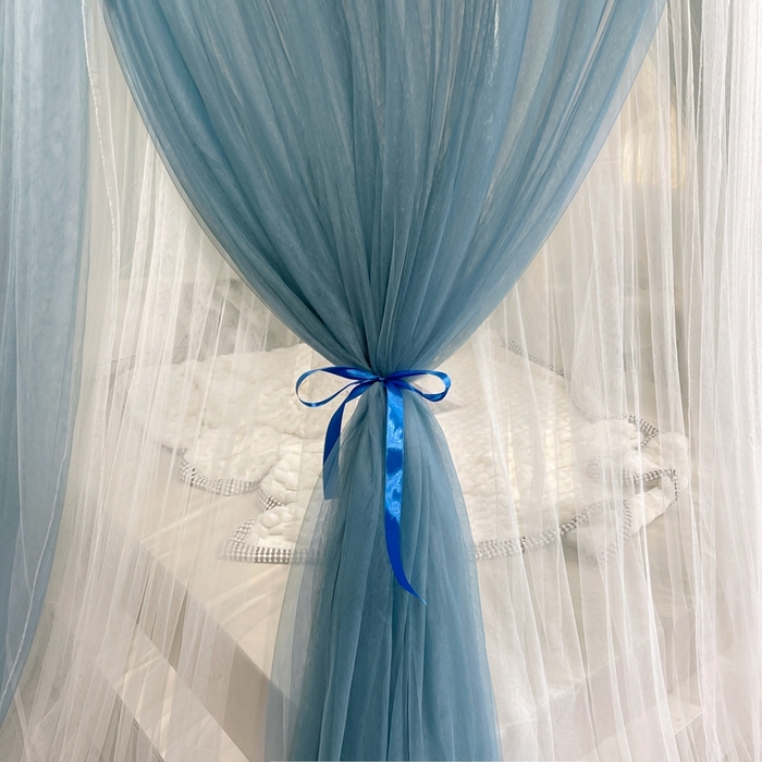 91家纺网 家纺一手货源 找家纺 宝莱利 2025年新款圆顶吊顶蚊帐-唯美 海蓝色