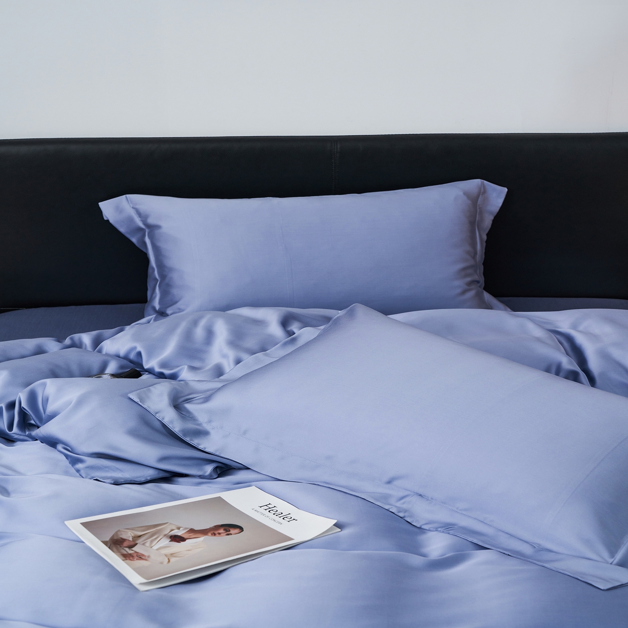 91家纺网 家纺一手货源 找家纺 顾家家居 2025新款纯色兰精天丝四件套 冰山蓝