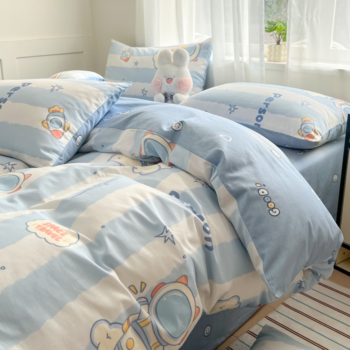 91家纺网 家纺一手货源 找家纺 吉象家纺 2025新款高支密全棉印花四件套12868跑量款 遨游星际