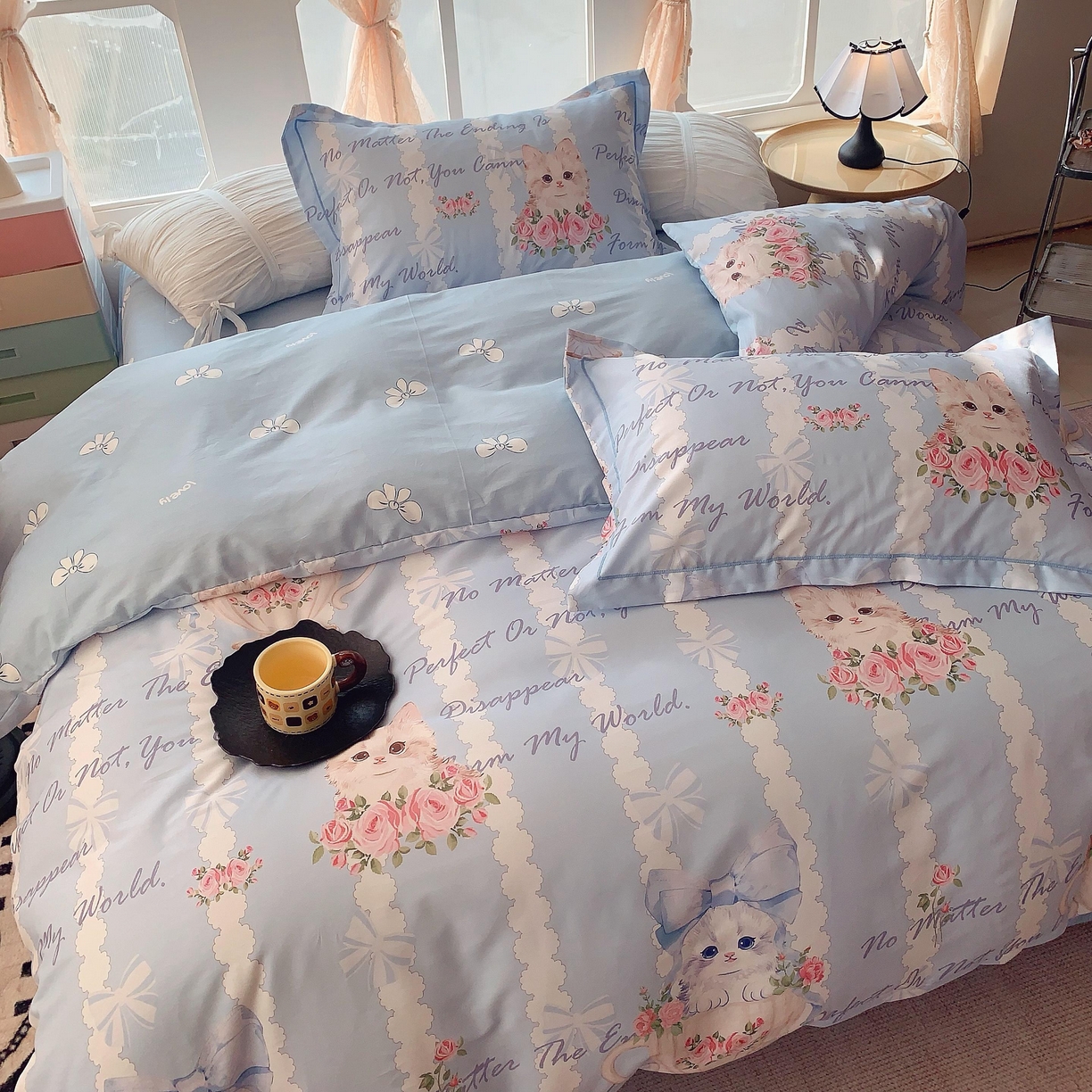 91家纺网 家纺一手货源 找家纺 奈萝家纺 2025新款亲肤小清新全棉四件套 躲猫猫