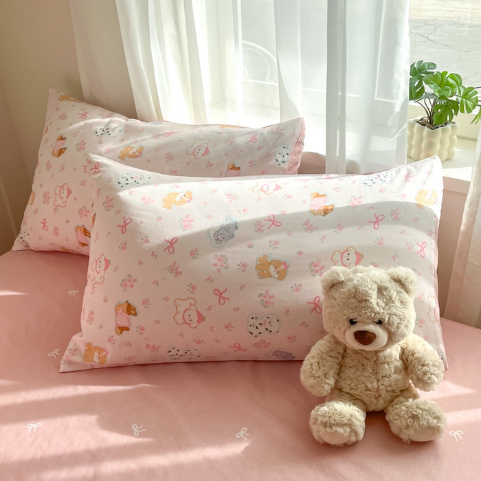 91家纺网 家纺一手货源 找家纺 吉象家纺 2025新款高支密全棉印花四件套12868跑量款 碎花狗狗