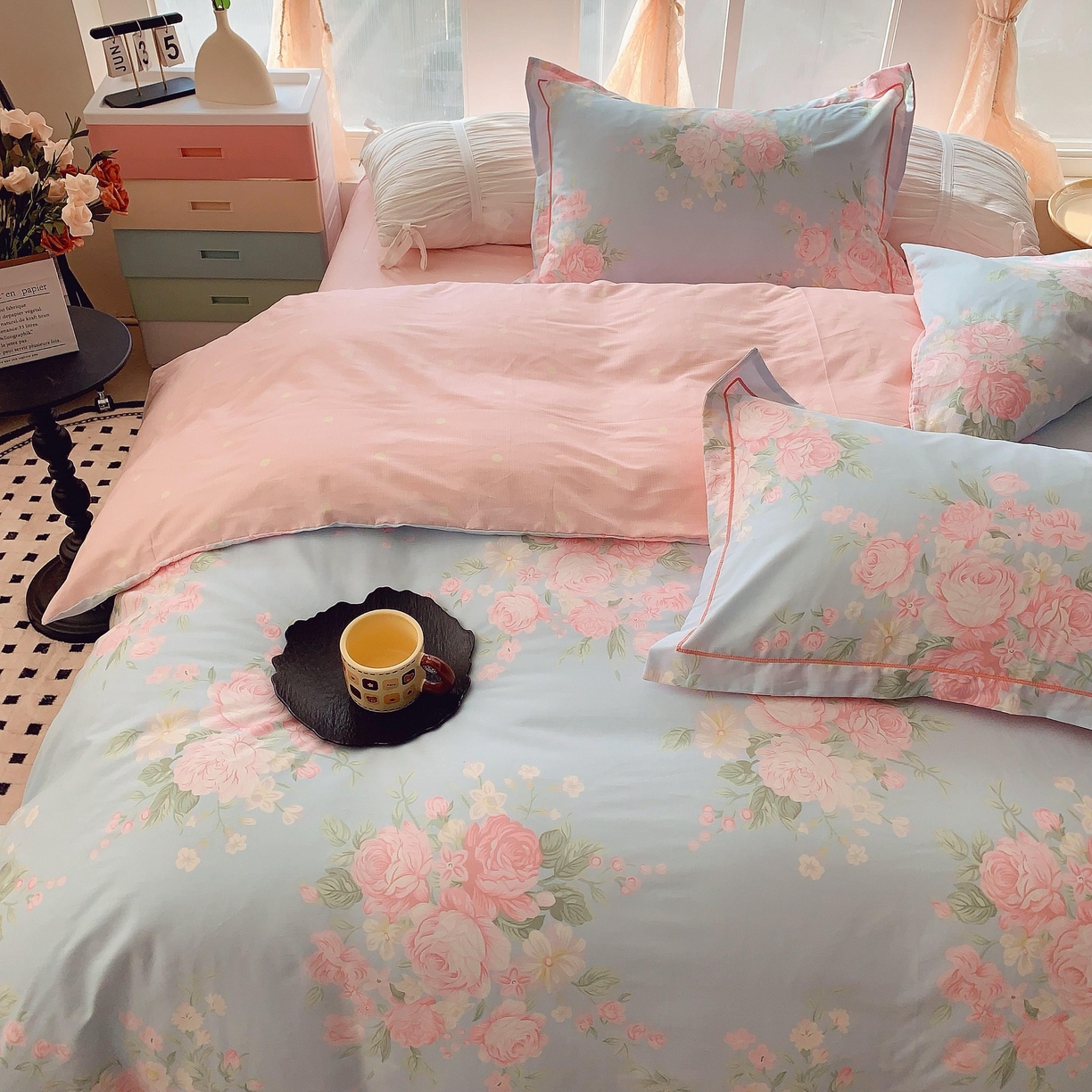 91家纺网 家纺一手货源 找家纺 奈萝家纺 2025新款亲肤小清新全棉四件套 静若幽兰