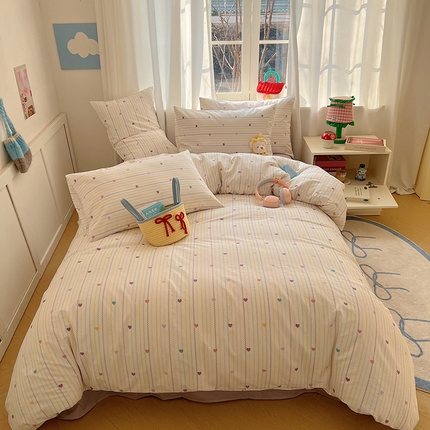 91家纺网 家纺一手货源 找家纺 2025春季新款13372全棉印花四件套-小清新系列 心意满满