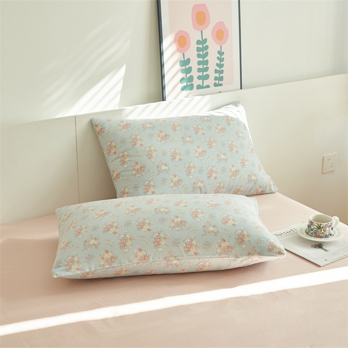 91家纺网 家纺一手货源 找家纺 趣色家纺 2025新款A类全棉双层纱印花四件套 清秋兰