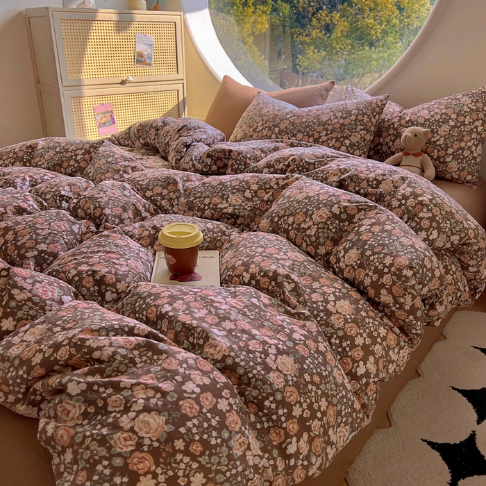 91家纺网 家纺一手货源 找家纺 2025耀达新款舒适水洗棉印花四件套 玫瑰故事-印花