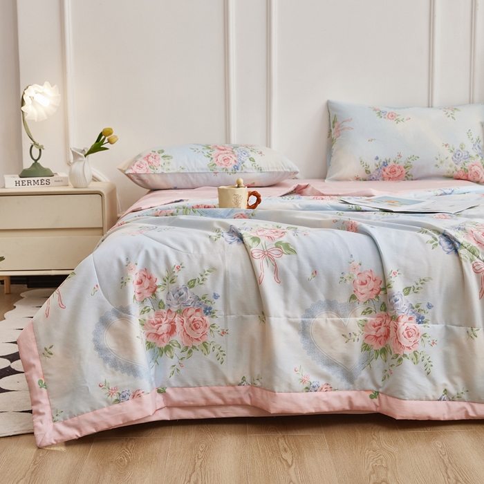 91家纺网 家纺一手货源 找家纺 尊妙被业 2025新款里外全棉印花棉花被纯棉夏被夏凉被全棉棉花夏凉被解语花