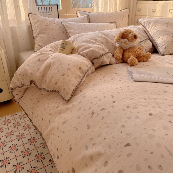 91家纺网 家纺一手货源 找家纺 （总）雅居纺家纺 2025新款全棉贝壳边双层纱四件套